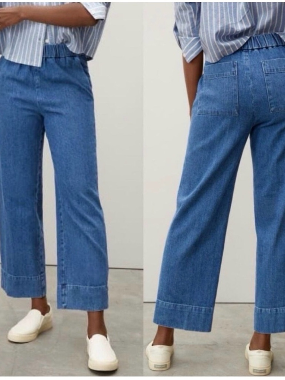 Everlane Easy Jeans Blue Wide-Leg Women’s Jeans - Elastic Waist Sz 12